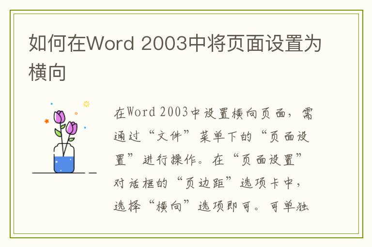 如何在Word 2003中将页面设置为横向