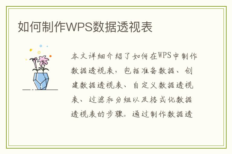 如何制作WPS数据透视表