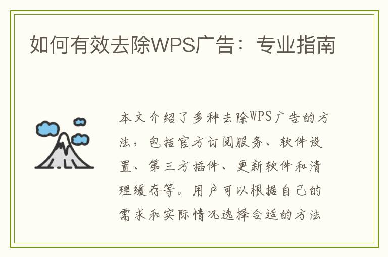 如何有效去除WPS广告：专业指南