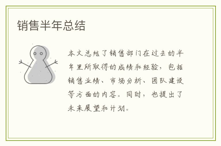 销售半年总结